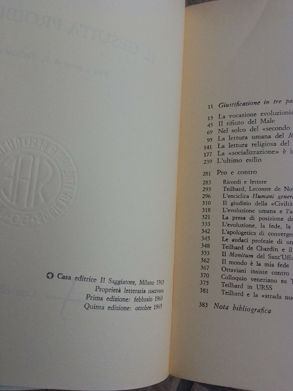 Le jésuite interdit, G. Vigorelli, Ed. il Saggiatore, 1965