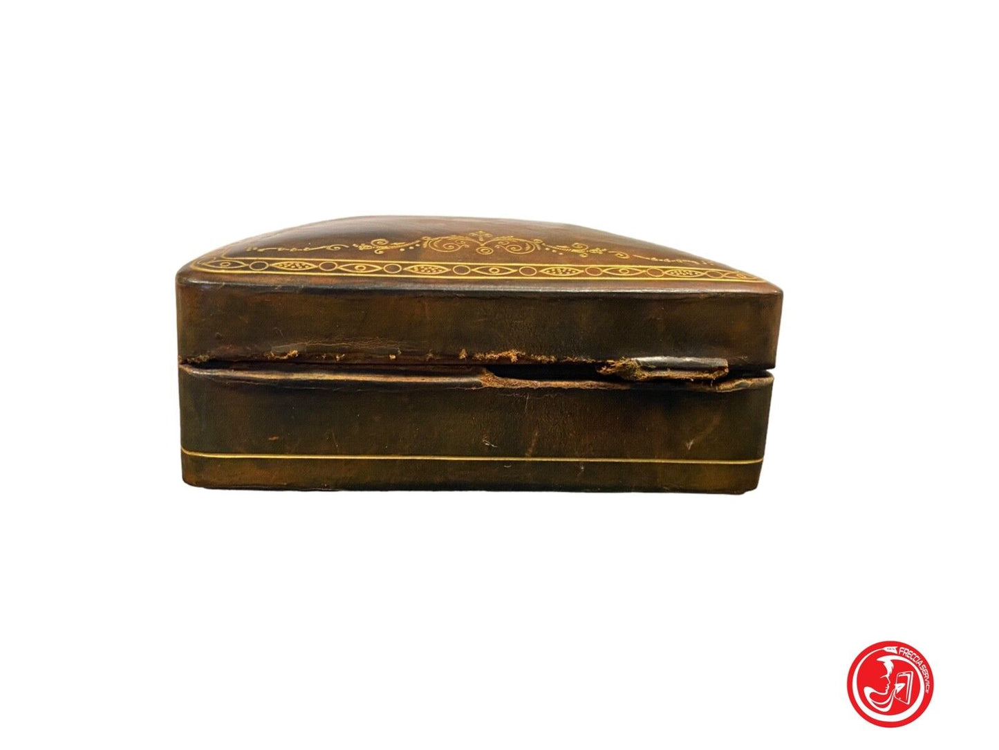 Wooden and imitation leather box with lid 