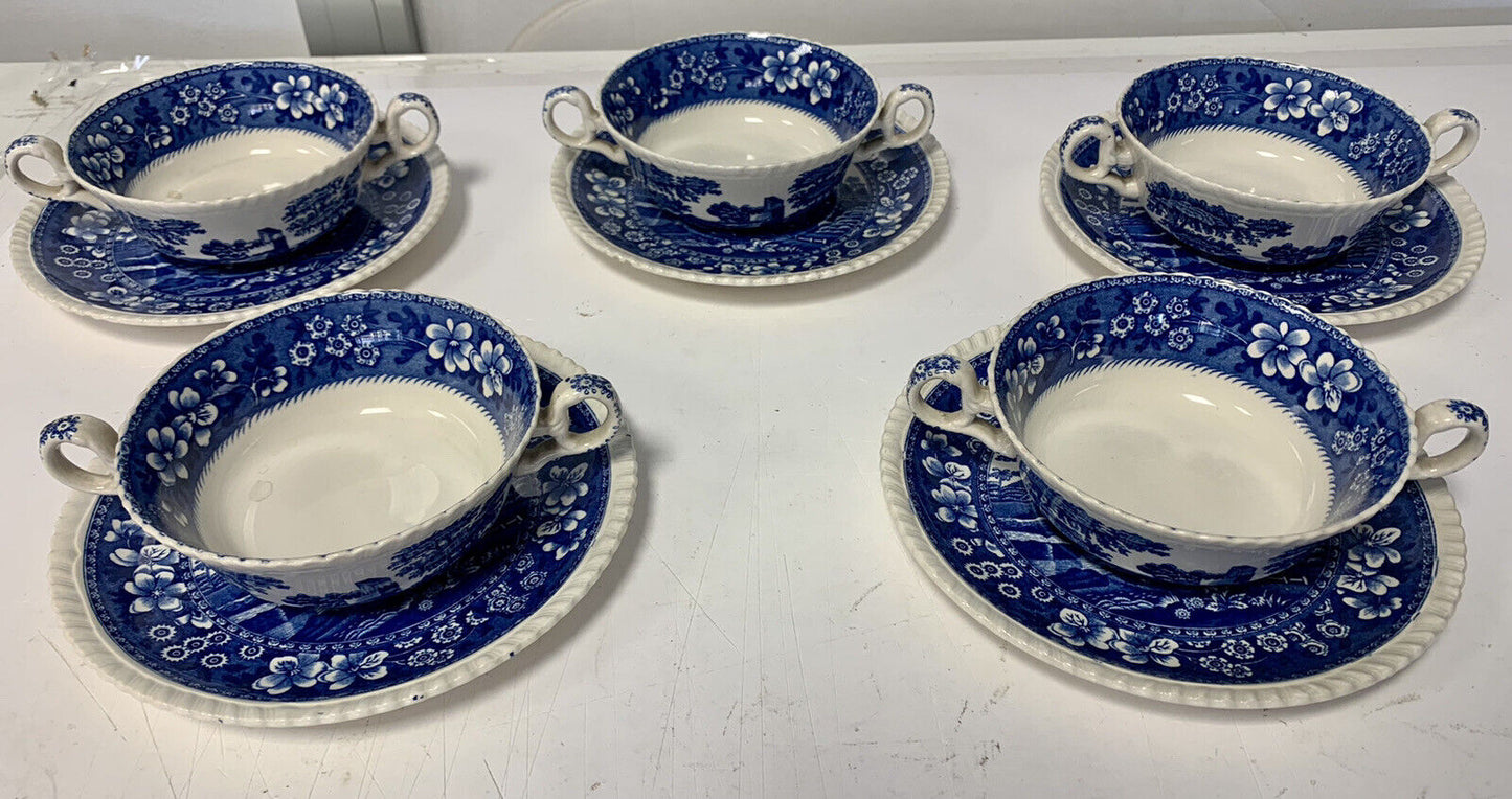 Set of 5 Copeland Spodestower England cups and saucers