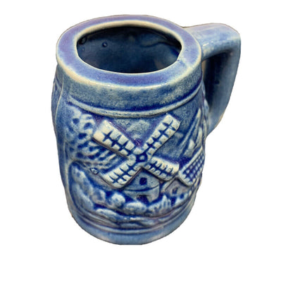 Souvenir decorated blue glass