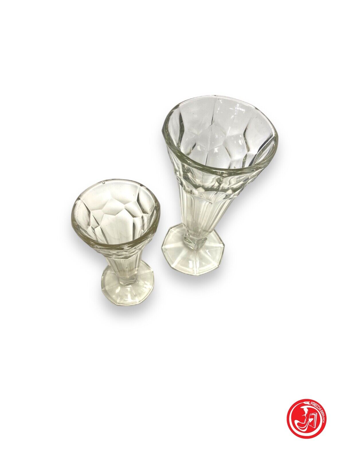 Pair of glass water and wine glasses 