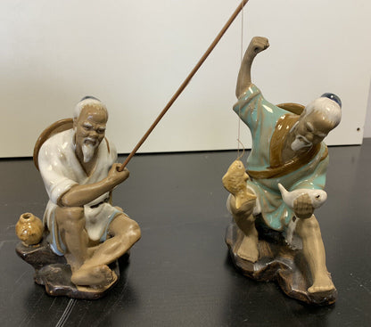 Figurines de pêcheurs asiatiques