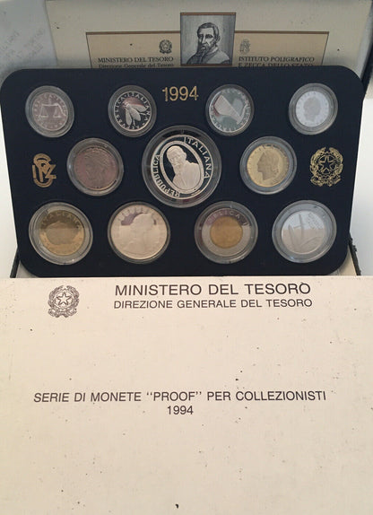 SÉRIE DE PIÈCES D'ÉPREUVE POUR COLLECTEURS 1994 ITALIE-MINISTÈRE DE LA MENTHE AU TRÉSOR