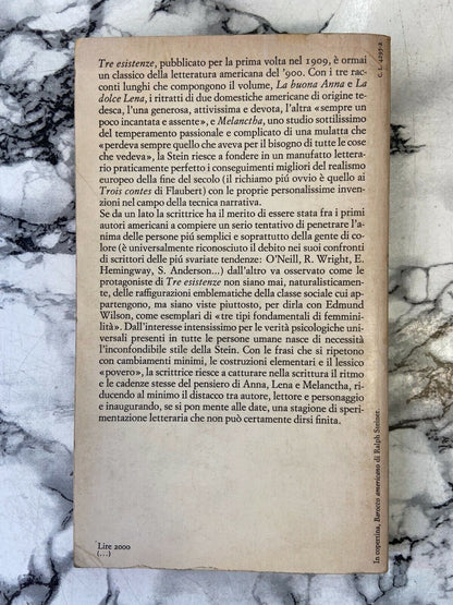 Libro - G. Stein - Tre esistenze