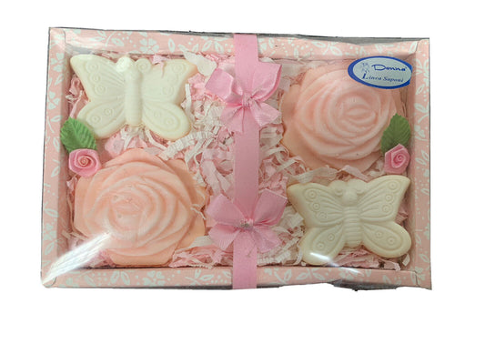 Pack of 4 rose and butterfly soaps