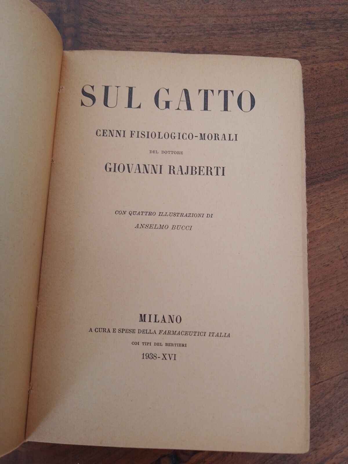 Sul Gatto, cenni fisiologico-morali, Gio Rajberti, Bertieri, Milano, 1938