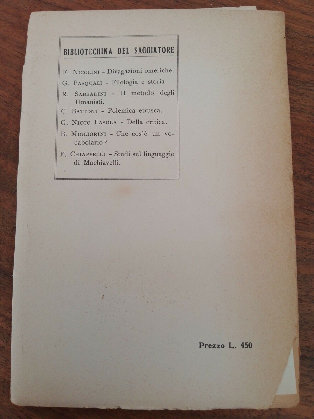 Qu'est-ce qu'un vocabulaire ?, B.Migliorini, Saggiatore, Le Monnier, Florence 1951