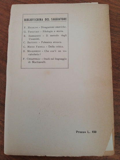 Qu'est-ce qu'un vocabulaire ?, B.Migliorini, Saggiatore, Le Monnier, Florence 1951