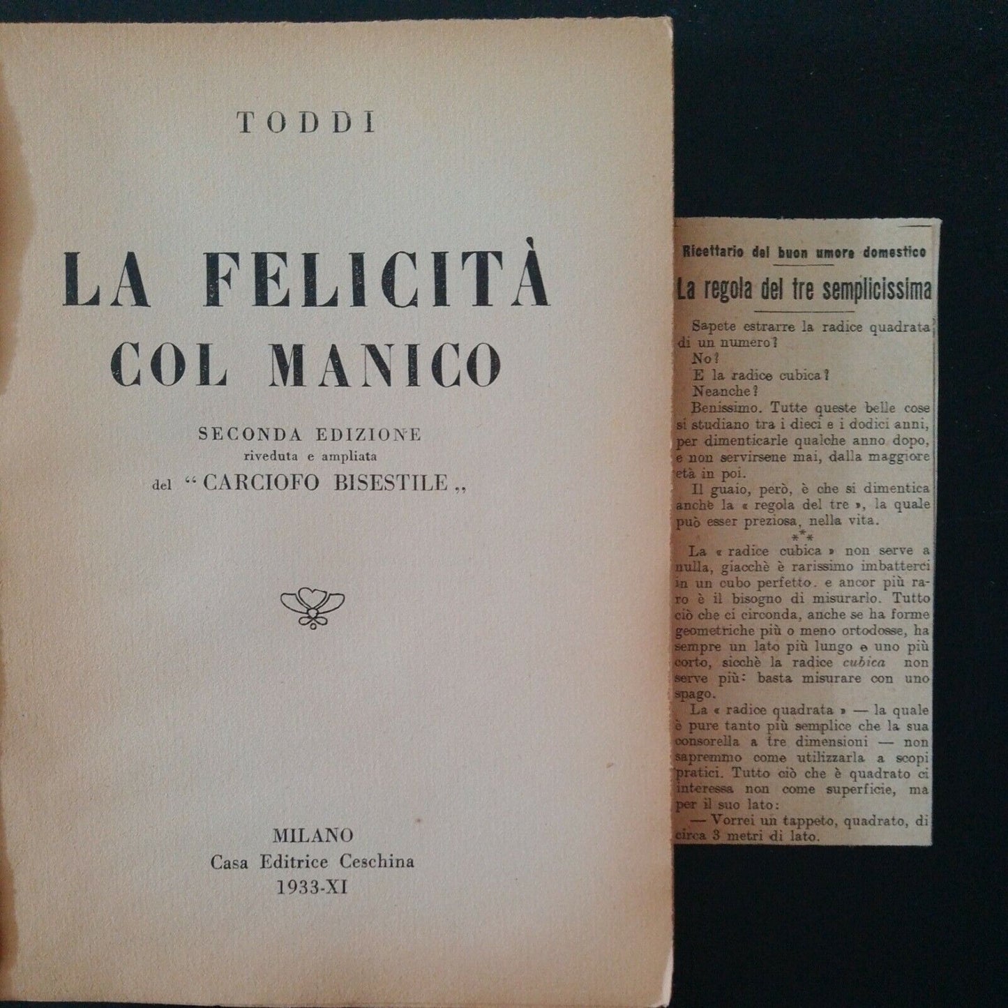 Toddi: La Felicità col Manico, Ceschina, II ed.  "Carciofo bisestile"+articolo