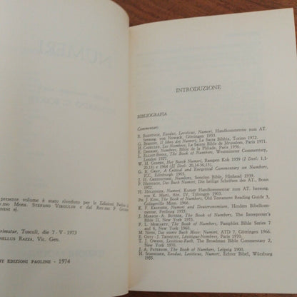 NUMERI - EDIZIONI PAOLINE 1974 NUOVISSIMA VERSIONE DELLA BIBBIA