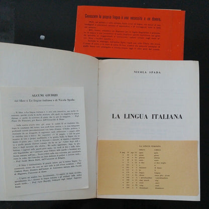 La lingua italiana, Nicola Spada ,Firma Autografa, Tip. Mantellate,1964