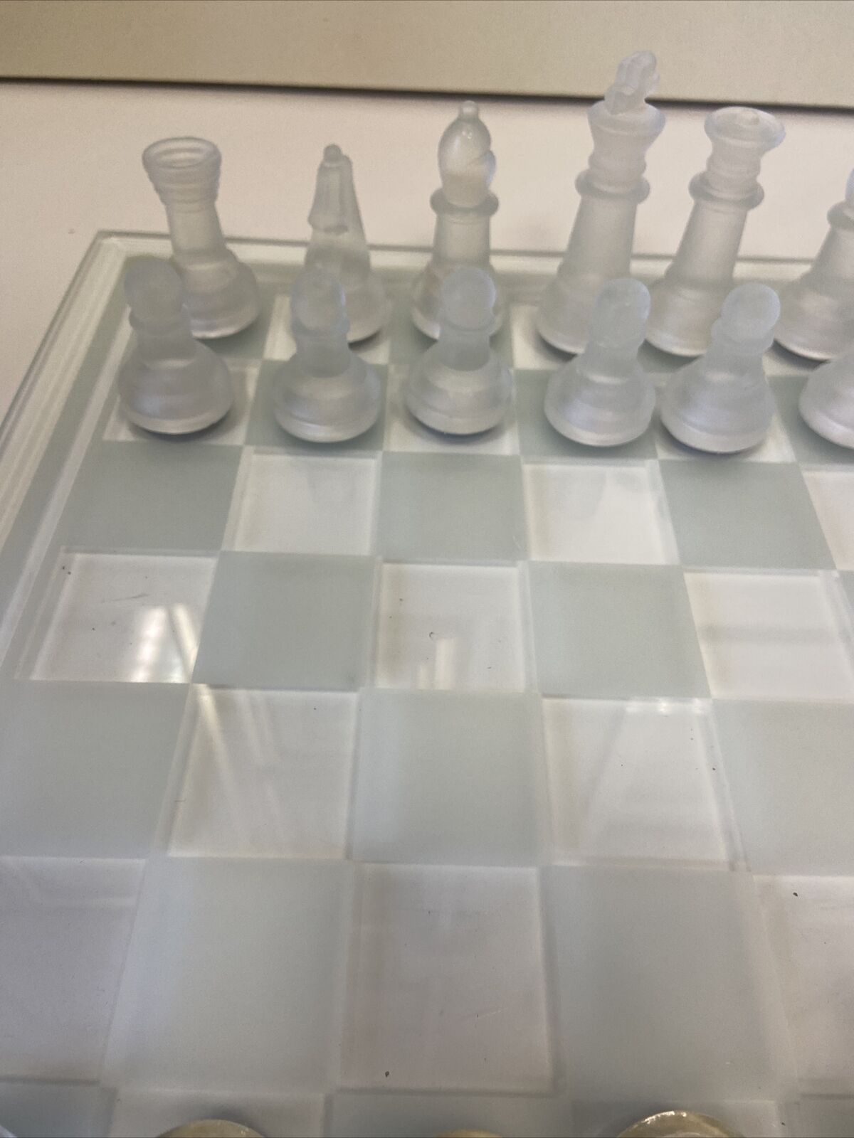 Chessboard in polished and satin glass 30.5x30.5cm