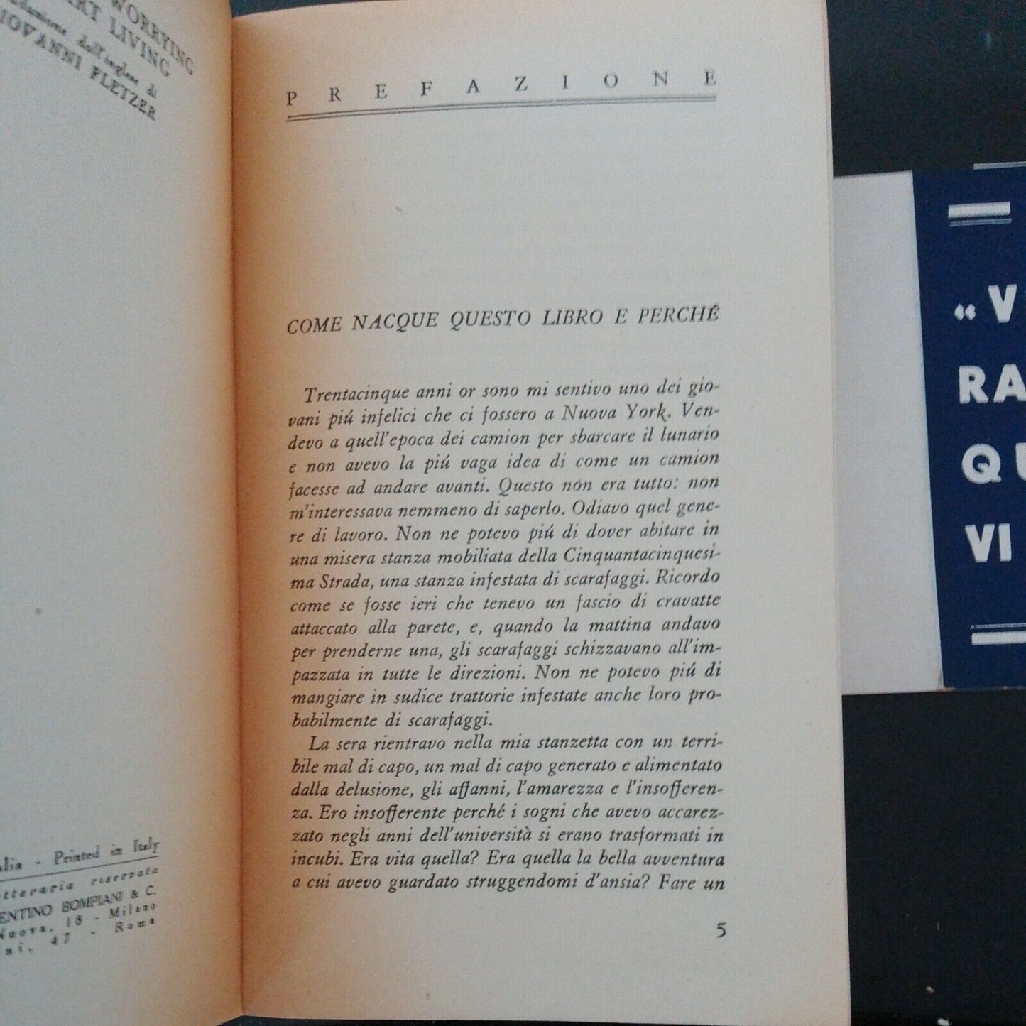 Comment chasser les soucis et commencer à vivre, Dale Carnegie, Bompiani 1949