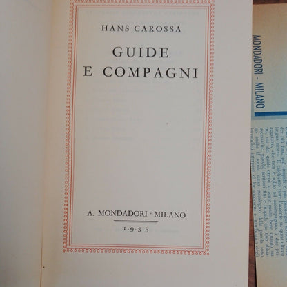 GUIDE E COMPAGNI, HANS CAROSSA, I QUADERNI DELLA MEDUSA, Mondadori,1935