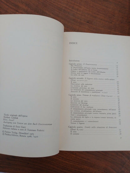 Ascolta, Israele, N. Lohfink, Studi Biblici 2, Paideia, 1976