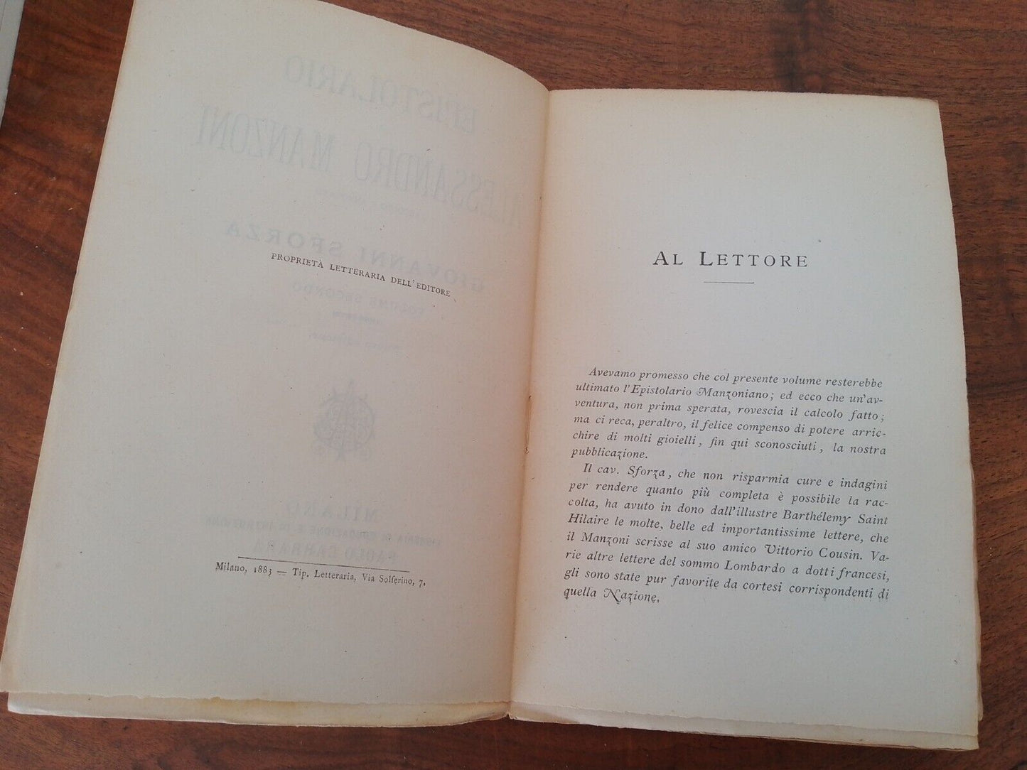 Epistolary of A.Manzoni, G. Sforza, Volume Second, Carrara Ed., 1883+ article