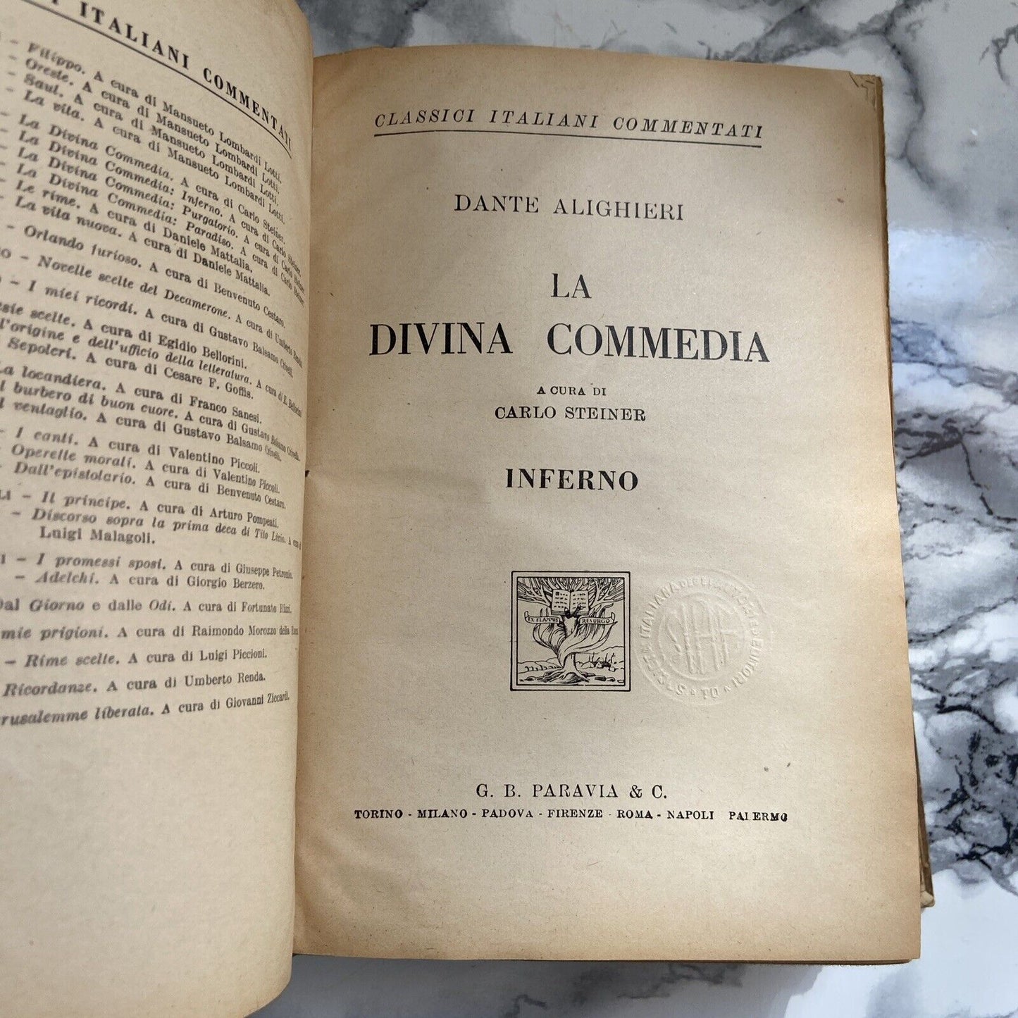 D. Alighieri: La divina commedia - Paravia 1949, a cura di Carlo Steiner Timbro