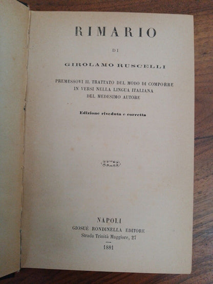 Rimario, par G. Ruscelli, Rondinella Ed. 1881