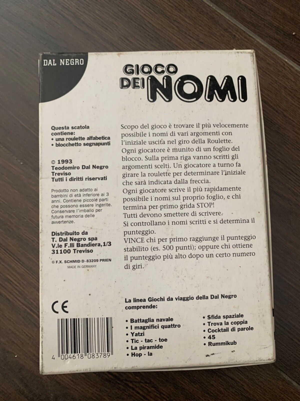 Gioco da viaggio vintage - Il gioco dei nomi