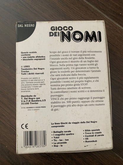 Gioco da viaggio vintage - Il gioco dei nomi