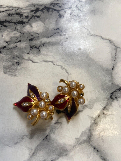 Boucles d'oreilles vintage - pierres et perles de couleurs