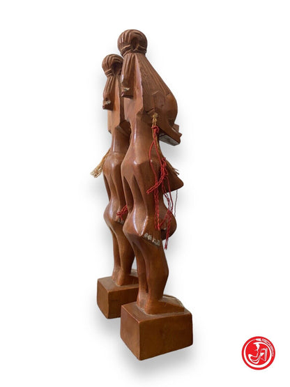 Coppia di statue in legno - produzione artigianale etnica