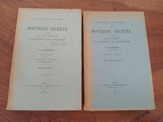 La Doctrine Secrete - Miscellanees - 2 Vol.- H.P. Blavatsky - 1919-24 Raro