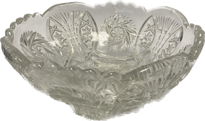 Set of carved Bohemian crystal trays and vases (see description) 