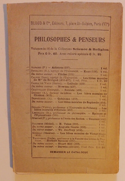 Louis de la VALLÉE POUSSIN, Le Védisme, Bloude et Cie, 1909