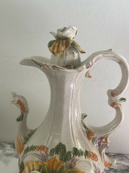 Art and antiques - Bassano ceramics - Floral teapot made in Italy