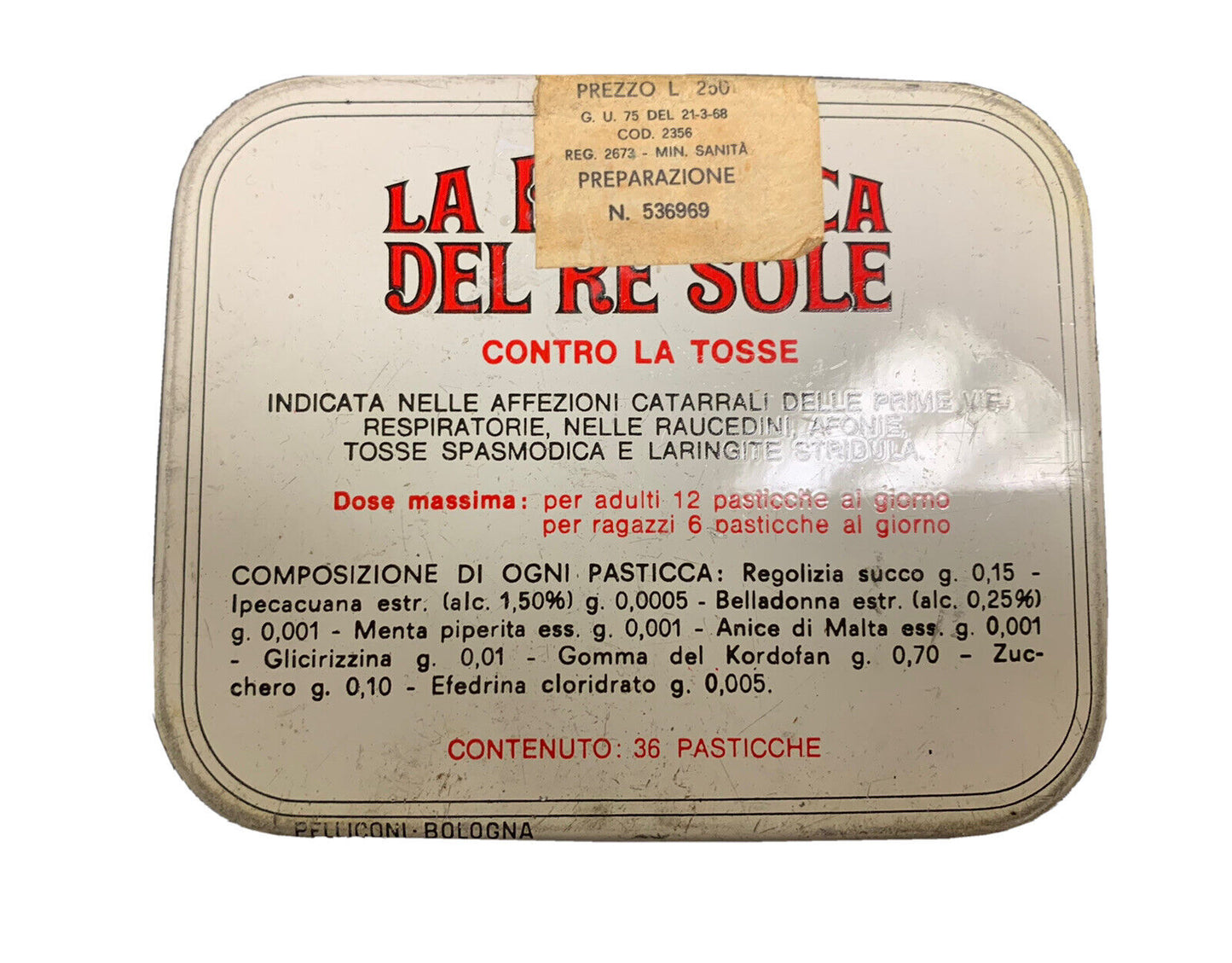 Scatola di latta vintage - La Pasticca del Re sole