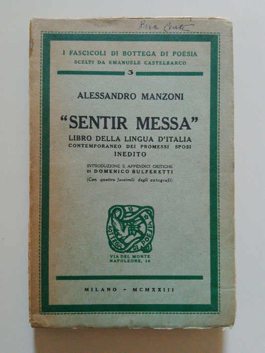 "Sentir Mass", A.MANZONI, Poetry Workshop, 1923