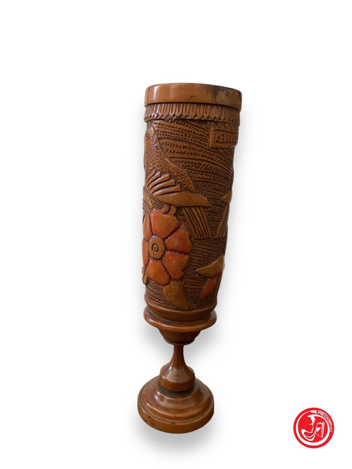 Small wooden vase - ethnic artisanal production 