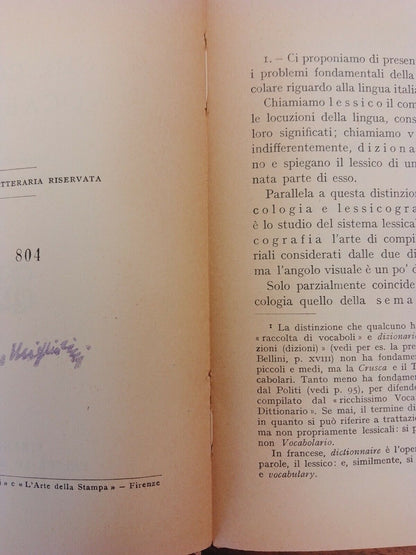 What is a Vocabulary?, B.Migliorini, Saggiatore, Le Monnier, Florence 1951