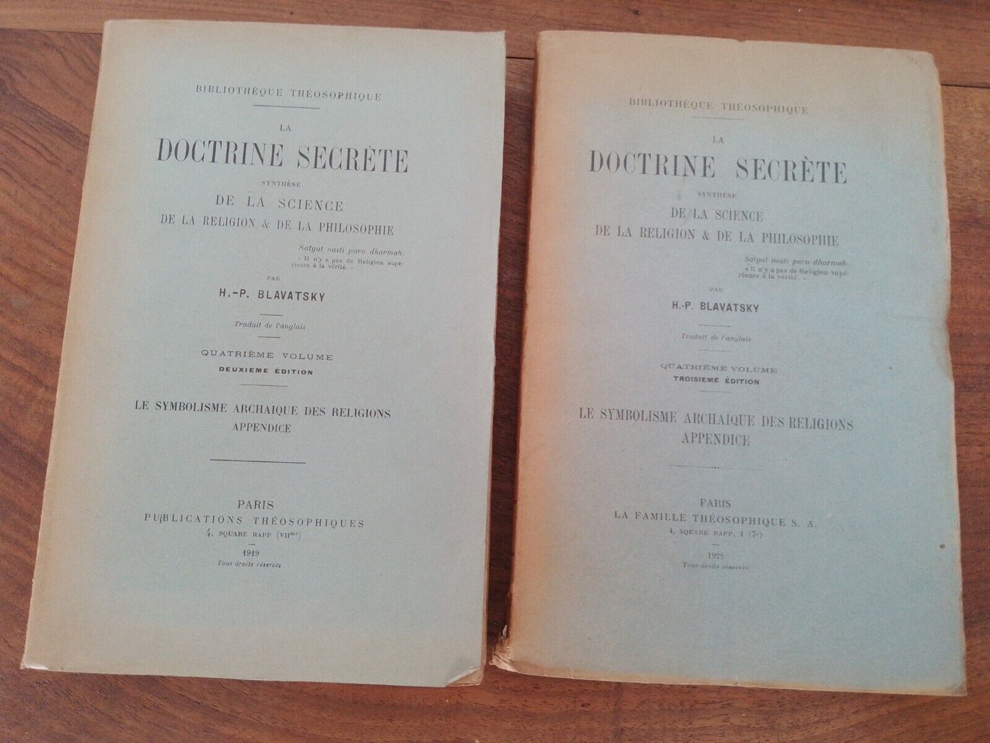 La Doctrine Secrete - le symbolisme... 2 Vol.- H.P. Blavatsky - 1919-25 Raro