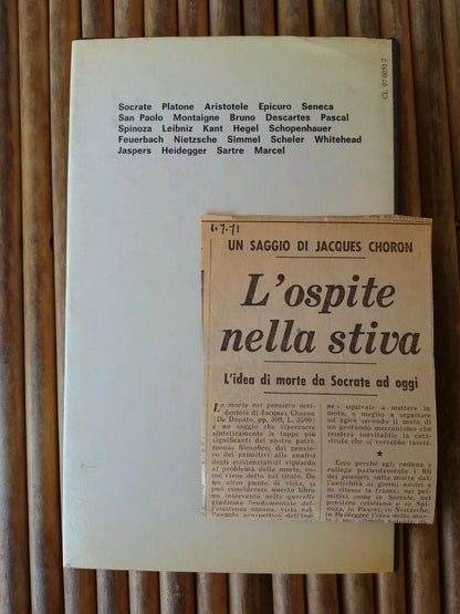 La Morte nel pensiero occidentale, J. Chron, De Donato Ed., 1971 + articolo