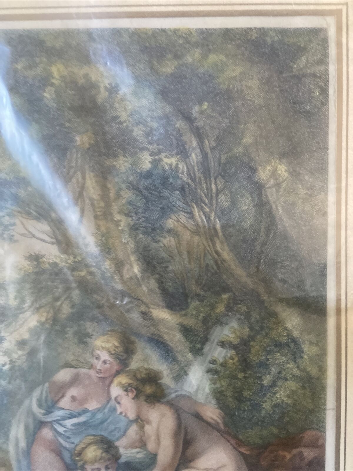 Gravure originale « Les Nimphes Au Bain » - F. Boucher Del. - Sculpture J. Ouvrier.