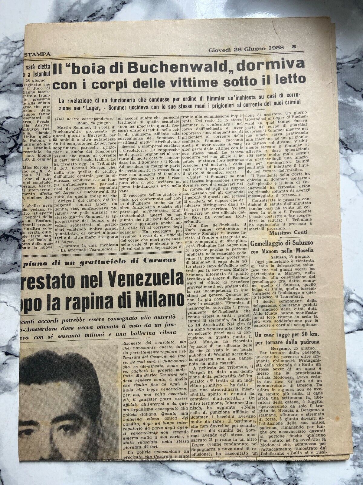 La stampa 26 giugno 1958 - Milano