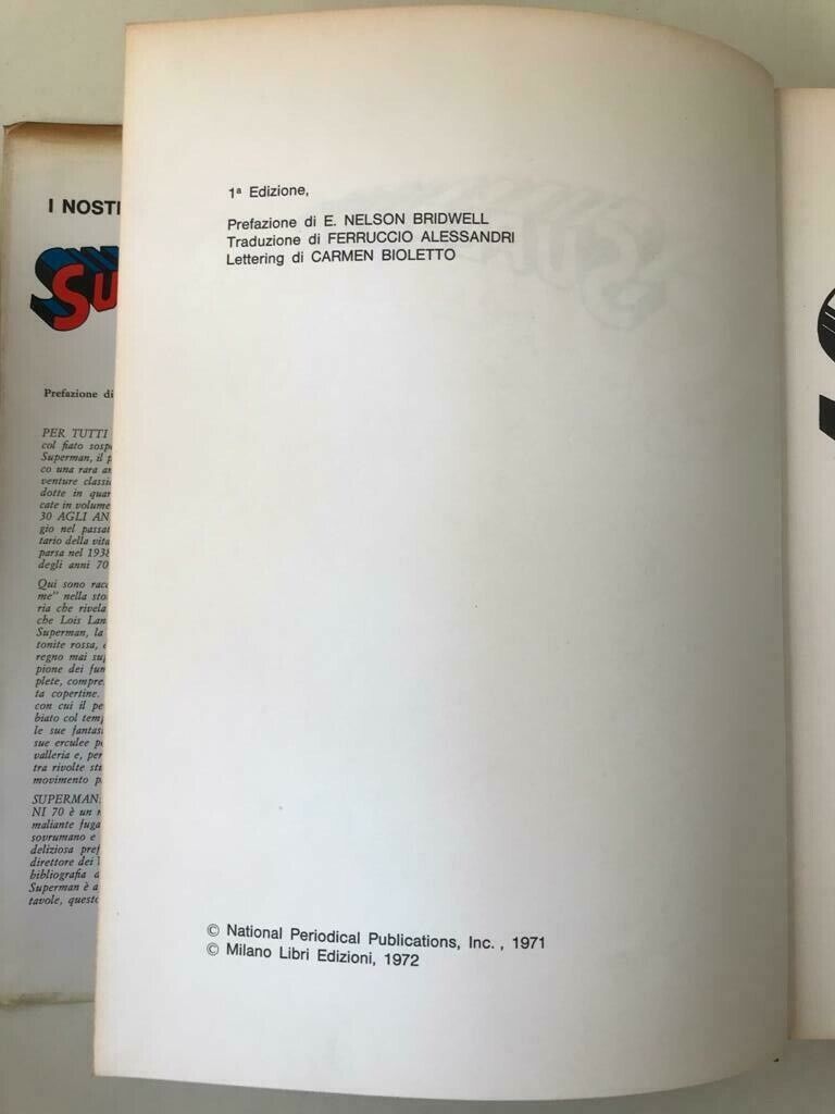 SUPERMAN DAGLI ANNI 30 AGLI ANNI 70 1° EDIZIONE 1971