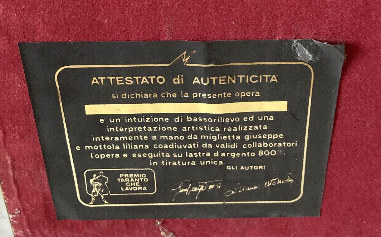 Bassorilievo Miglietta Giuseppe E Mottola Liliana In Lastra D Argento 800