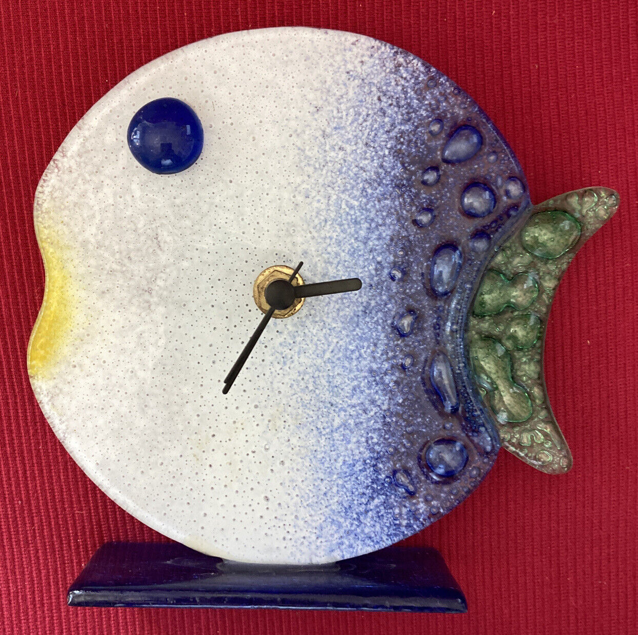 Fish Clock In Blown Glass