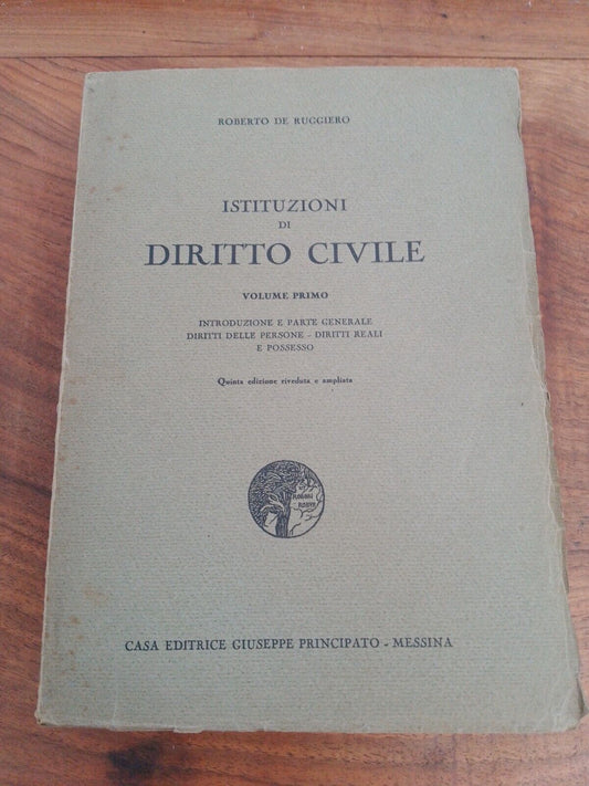 Institutions de droit civil vol. 1 - Roberto De Ruggiero - Ed. Principato 1929