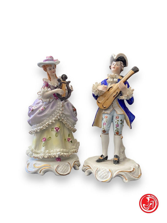 Coppia di musicisti in ceramica Capodimonte