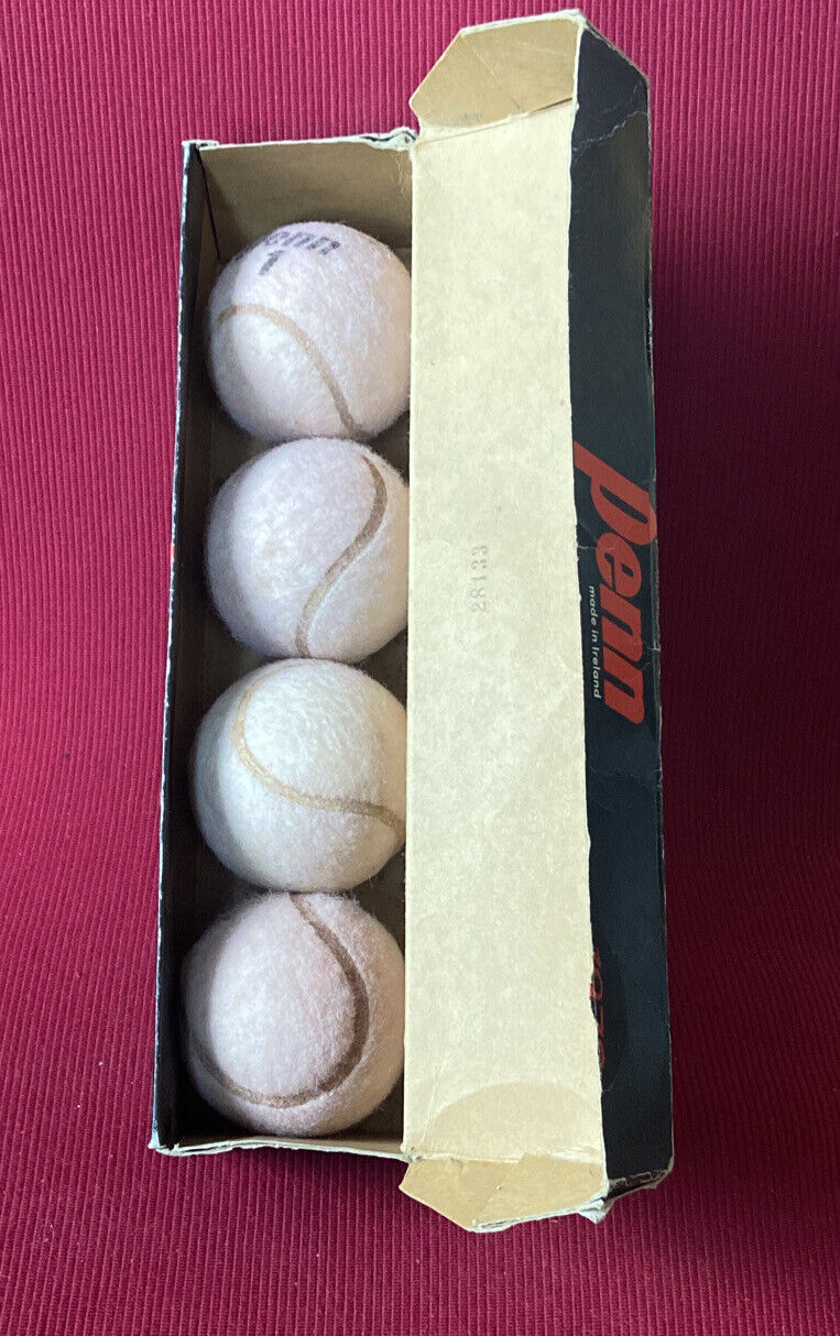 4 White Tennis Balls - Penn - Made In Irland - Approved By Usta - 1978