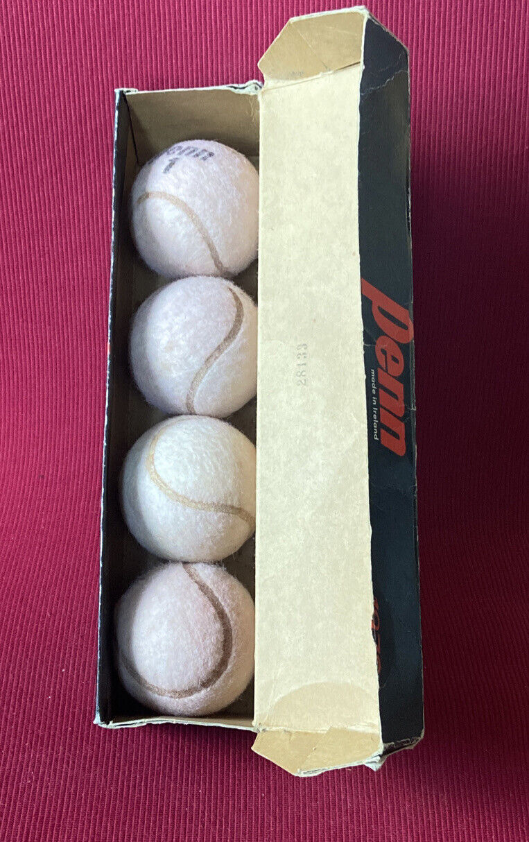 4 White Tennis Balls - Penn - Made In Ireland - Approved By Usta - 1978