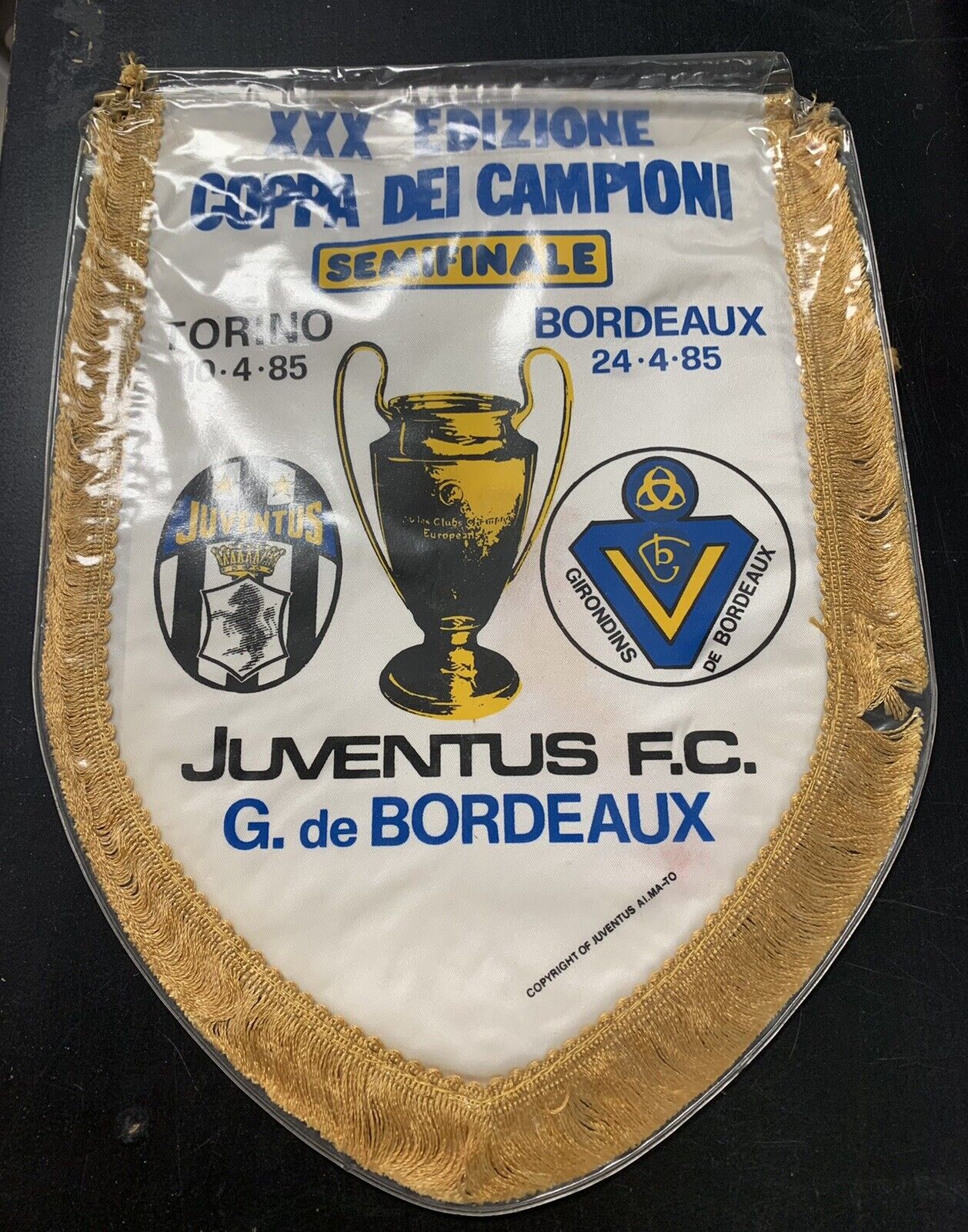 Gagliardetto Juventus - Bordeaux 1985 semifinale Coppa dei campioni