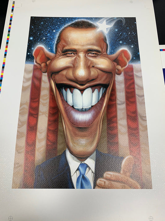 Stampa caricatura Barak Obama 50x35