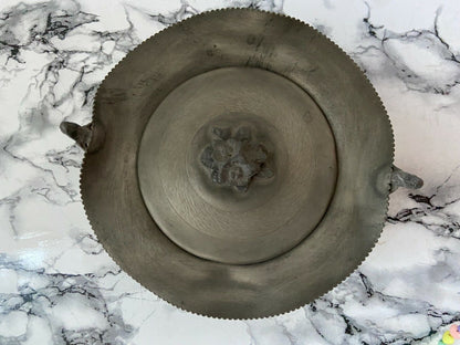 Pewter tray with decoration