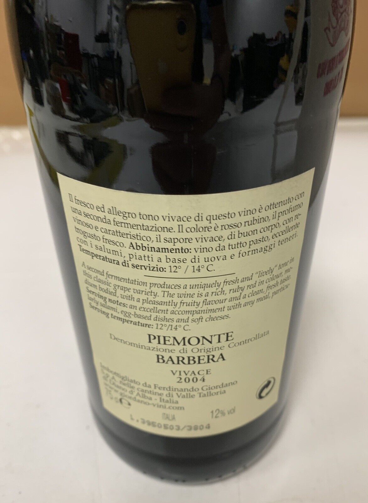 Barbera Piemonte vivace 2004 - Giordano 75cl