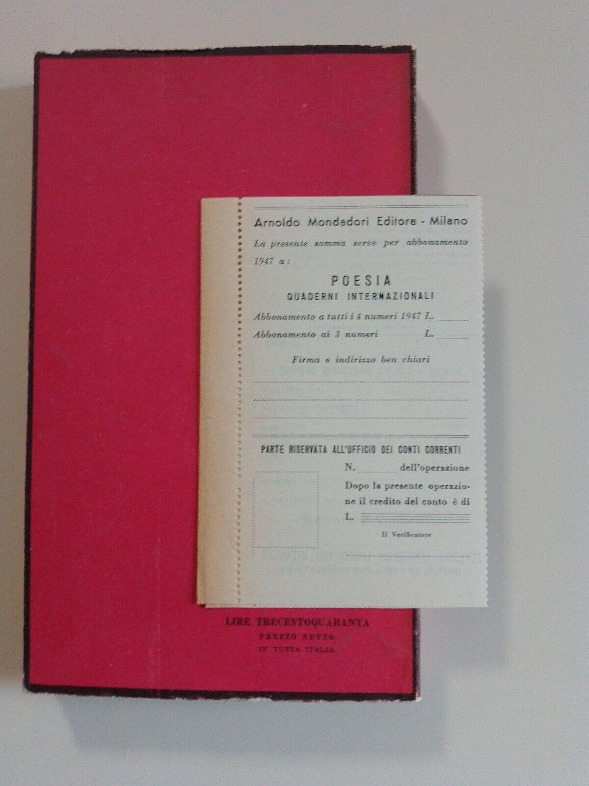 Poésie, Tome VI, Quaderni Internazionali, Mondadori, 1947